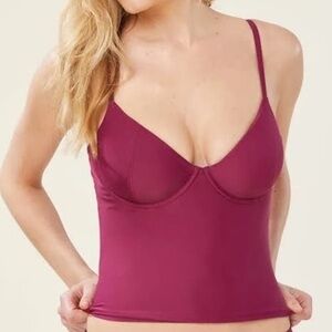 Andie Swim The Canary V-Neck Tankini Top Plum S